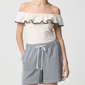 NWT Striped Blue and White Women's Shorts With Drawstring Waist